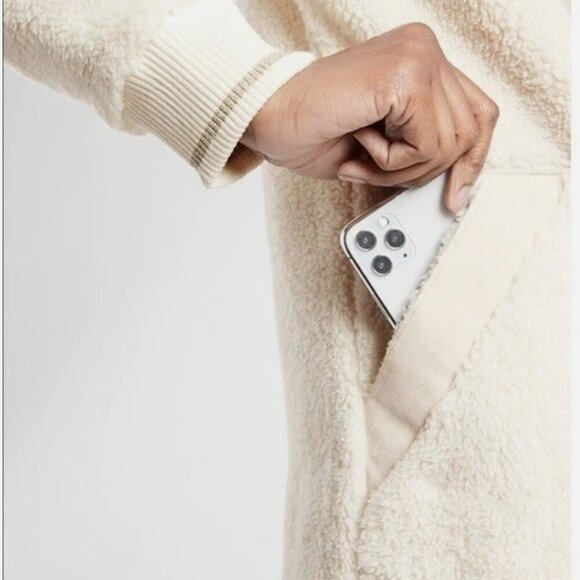 Athleta Tugga Coat size Large Sherpa Coat Natural Size Large - Picture 4 of 10